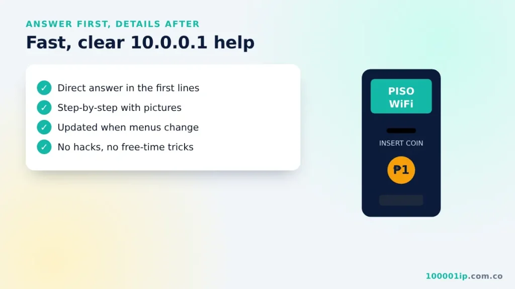 Illustration of quick, clear 10.0.0.1 help guides