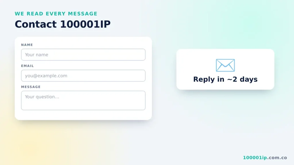 Contact form illustration for 100001IP support