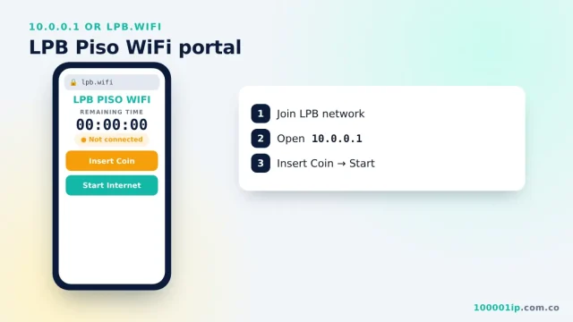 LPB Piso WiFi portal at 10.0.0.1 with Insert Coin button